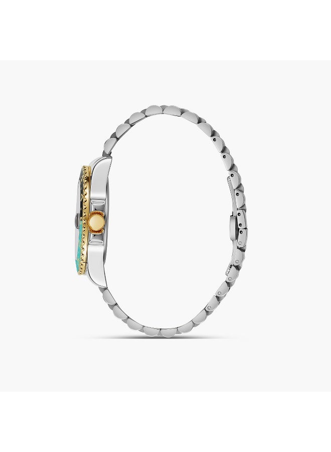 Omax Men's Dual Tone Analog Watch with Turquoise Dial - Image 2