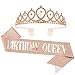 CAVETEE Birthday Crown and Sash for Women Birthday Queen Sash & Rhinestone Tiara Set Birthday Tiaras and Sashes for - Image 2