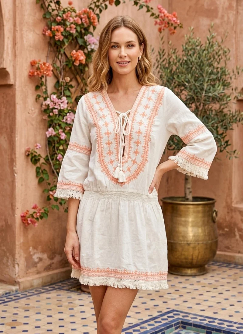 Alaya Women Embroidered  Cotton Rayon Midi Dress -AL3719