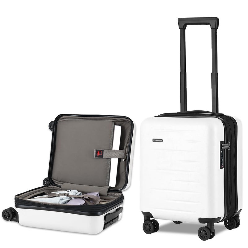CENSIEN 16 Inch Underseat Carry On Luggage Airline Approved, Expandable Lightweight ABS+PC Hard Shell Suitcases with 360Â° Spinner Wheels, TSA Lock, YKK Zipper, for Business Weekender (White, 1 PC) - Image 1