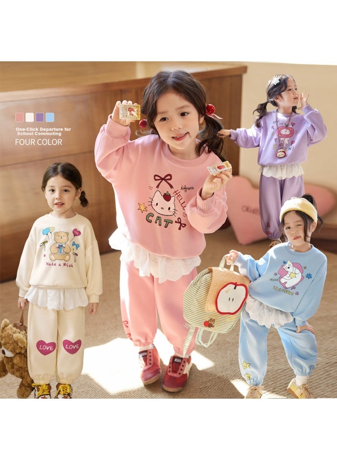 Luson Little O Baby Kids Sweatshirt Set Girls Autumn Fashion  New Toddler Skirt Kindergarten School Outfit - Image 2