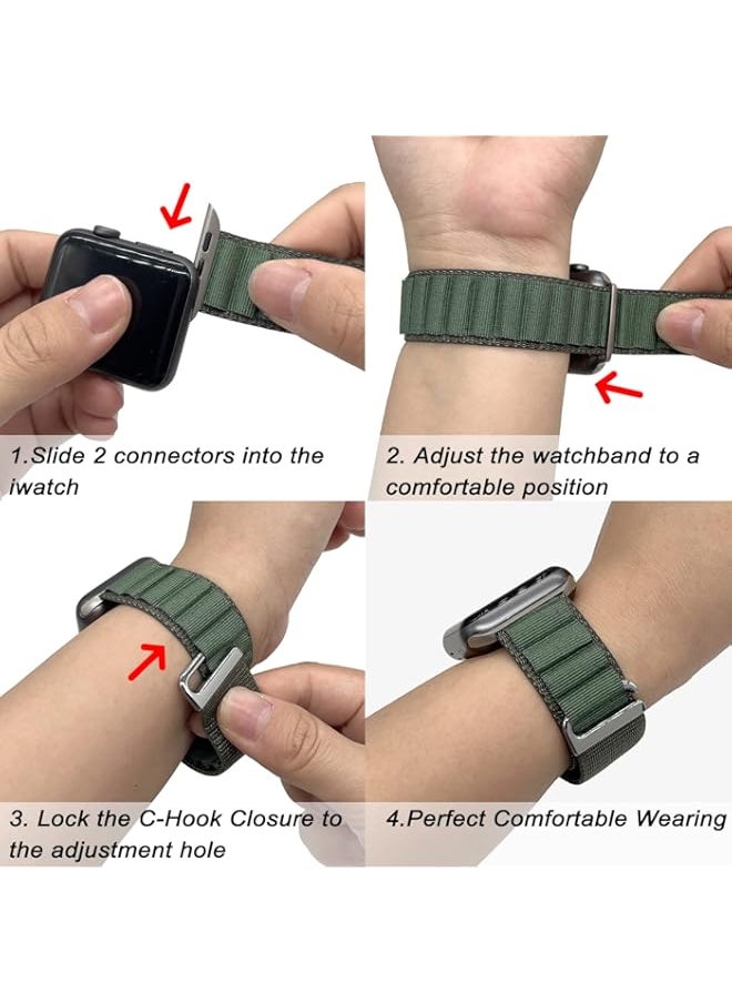 Generic Trail Loop Nylon Band Compatible for Apple Watch Band 49mm 45mm 44mm 42mm 41mm 40mm 38mm for Men Women, Adjustable Pull Tab Stretchy Weave Sport Strap for Apple Watch Series Ultra/8/7/6/5/4/3/2/1/SE  - Image 3