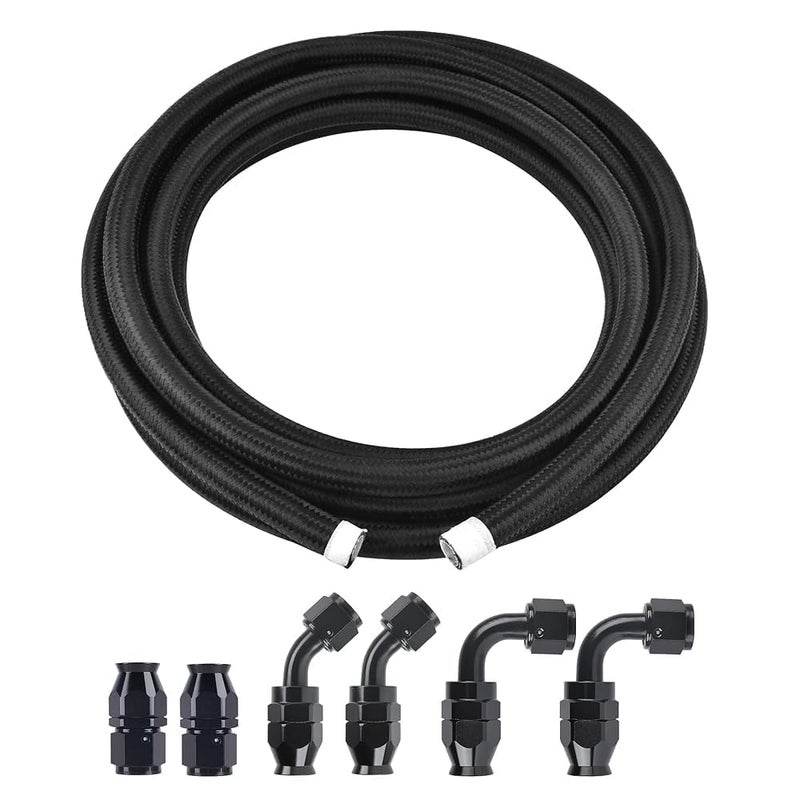 EVIL ENERGY 8AN PTFE Fuel Line Kit E85 Nylon Braided Fuel Hose 12FT Black - Image 2