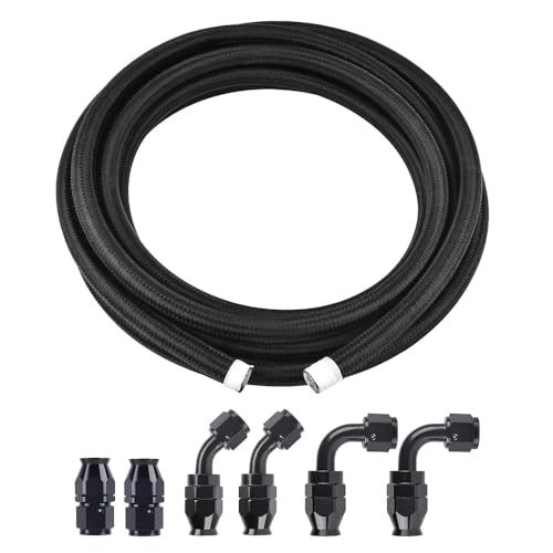 EVIL ENERGY 8AN PTFE Fuel Line Kit E85 Nylon Braided Fuel Hose 12FT Black - Image 1