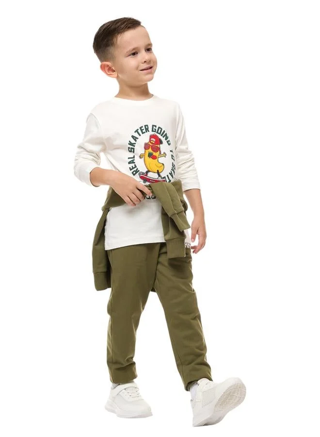 victor and jane Victor And Jane Boys Off White Skater Graphic T-Shirt