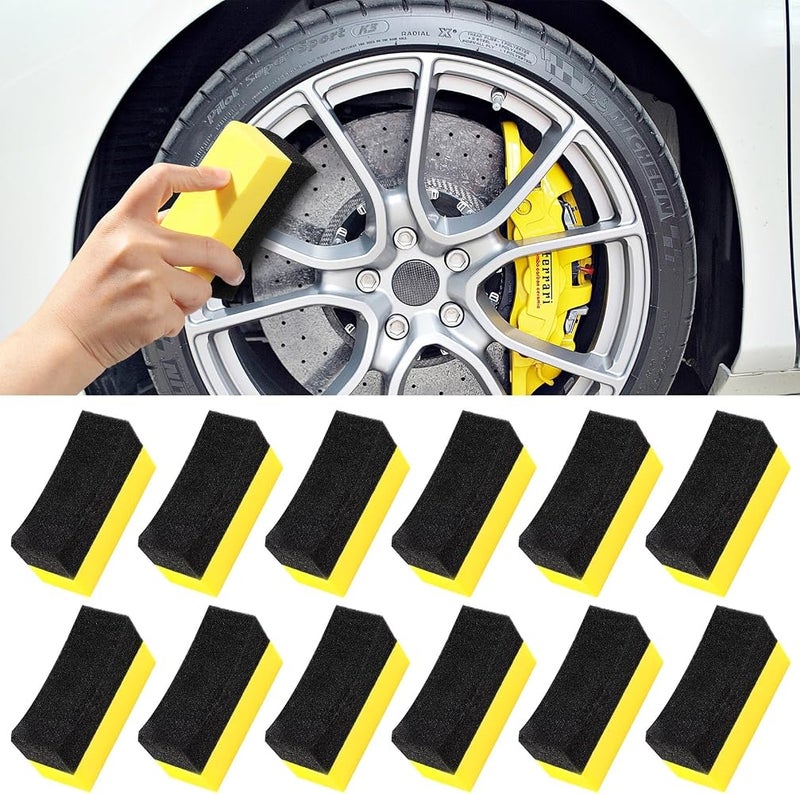 KASTWAVE 12 Pieces Tire Shine Applicator Pads – Durable Multi-Purpose Car Wax and Tire Dressing Sponge Buffing Pads, Scratch-Free Reusable Applicators for Tires, Glass, Painted Steel, Porcelain - Image 1