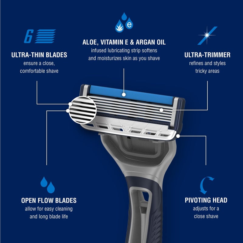 Barbasol Ultra 6 Plus Premium Disposable Razor Value Pack Bundle (3 Packs/9 Total Razors) - Image 3
