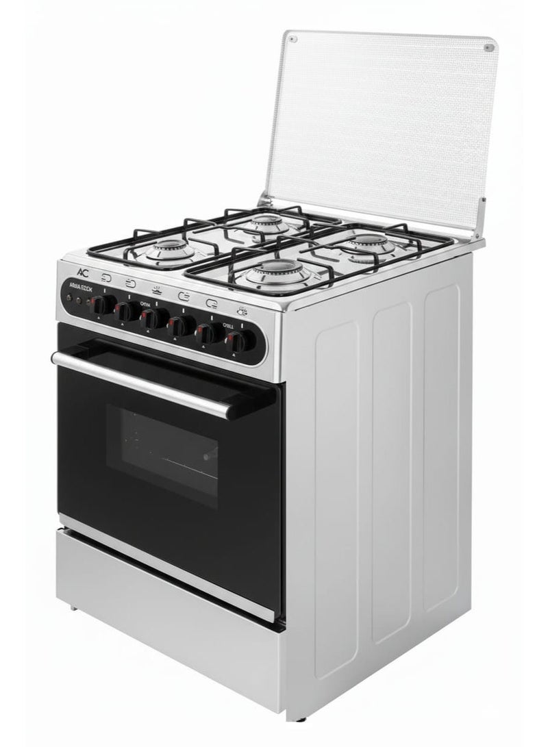 Stainless Steel Gas Cooker 4 Burners with Oven and Grill, 55x55 cm, Glass Cover, Self Ignition, Modern Design, Armacook - Image 2