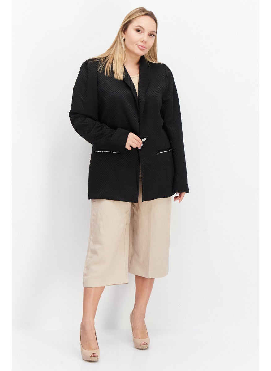 RIVER ISLAND Women Regular Fit Diamond Detail Blazer, Black  - Image 2