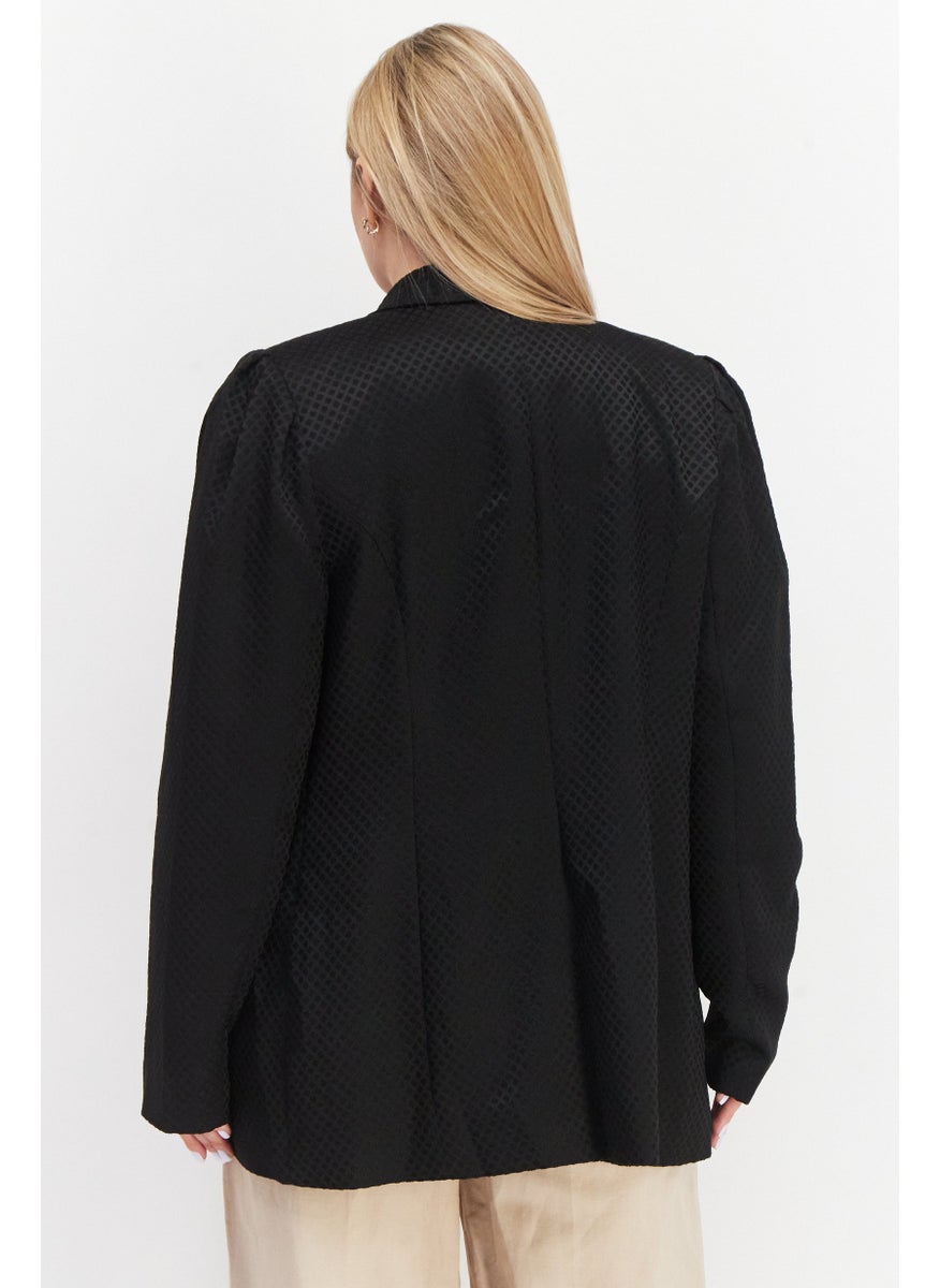 RIVER ISLAND Women Regular Fit Diamond Detail Blazer, Black  - Image 3