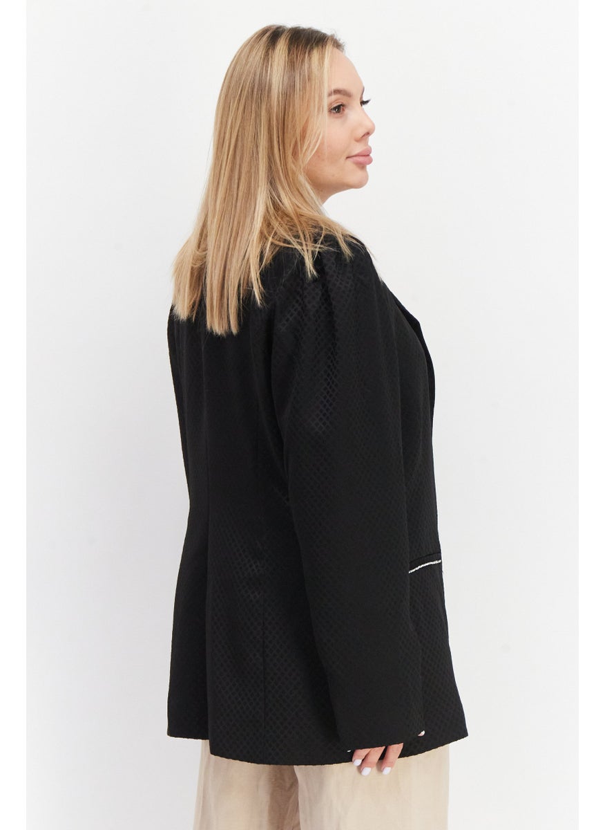 RIVER ISLAND Women Regular Fit Diamond Detail Blazer, Black  - Image 4
