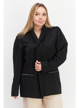 RIVER ISLAND Women Regular Fit Diamond Detail Blazer, Black  - Image 1