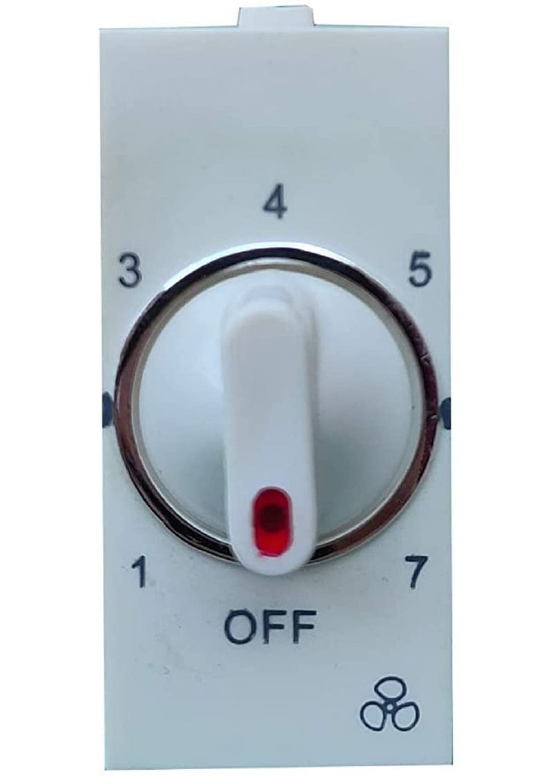 SEER®Ceiling Fan Switch 7 Step Type Fan Regulator use in household, offices, shops, restaurants, hospitals and more (White) Modular(L*B = 5.5 * 2.4cm) Pack 2 - Image 2