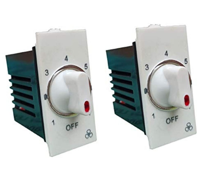 SEER®Ceiling Fan Switch 7 Step Type Fan Regulator use in household, offices, shops, restaurants, hospitals and more (White) Modular(L*B = 5.5 * 2.4cm) Pack 2 - Image 4