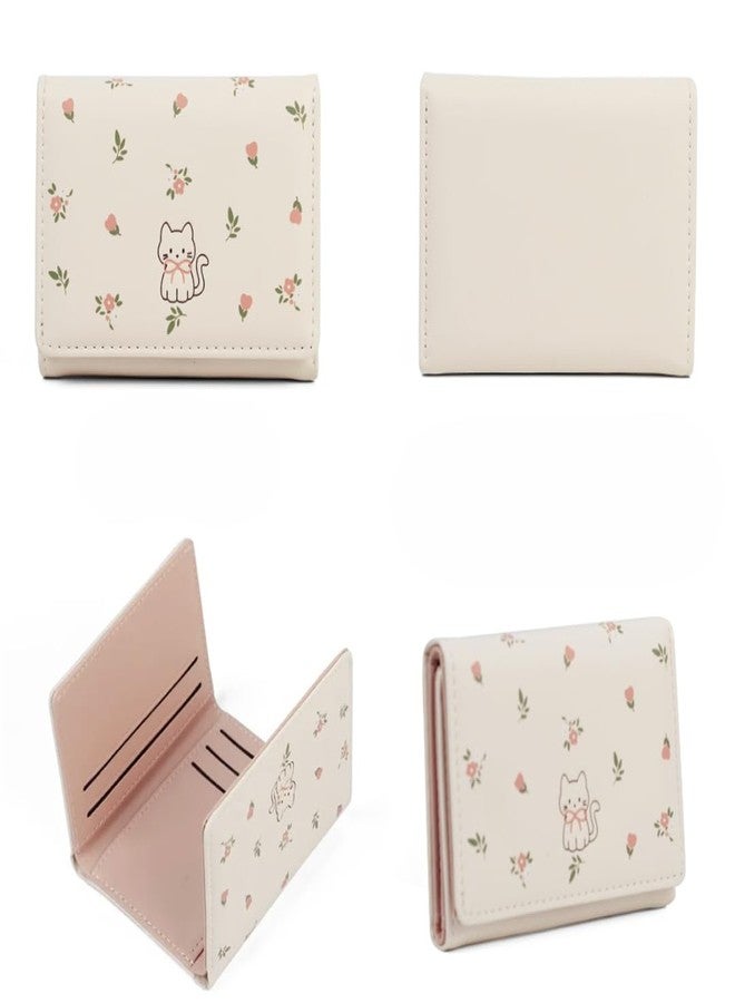 INOVERA (LABEL) Stylish Tri-fold Wallet for Women & Girls - Faux Leather Cash, Coin Card Holder Small Hand Purse (White) - Image 3
