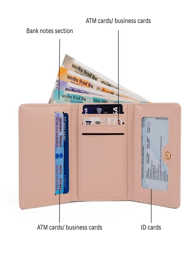 INOVERA (LABEL) Stylish Tri-fold Wallet for Women & Girls - Faux Leather Cash, Coin Card Holder Small Hand Purse (White) - Image 4