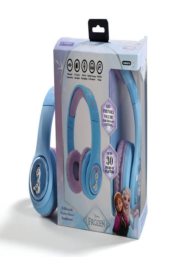 Volkano Disney Frozen Kids 3D Bluetooth Wireless Stereo Headphones with Built-in Microphone | Foldable Ear Cups | Kids Safe 85dB Volume | Soft Padded Earcups | Aux & SD Card Input | RGB Lights | 30H Playtime - Image 2