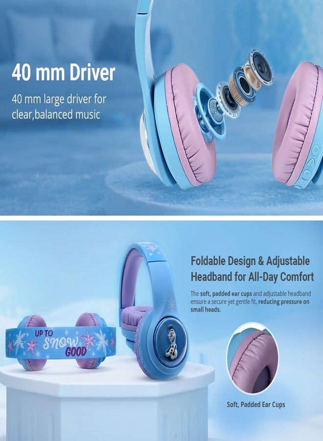 Volkano Disney Frozen Kids 3D Bluetooth Wireless Stereo Headphones with Built-in Microphone | Foldable Ear Cups | Kids Safe 85dB Volume | Soft Padded Earcups | Aux & SD Card Input | RGB Lights | 30H Playtime - Image 4
