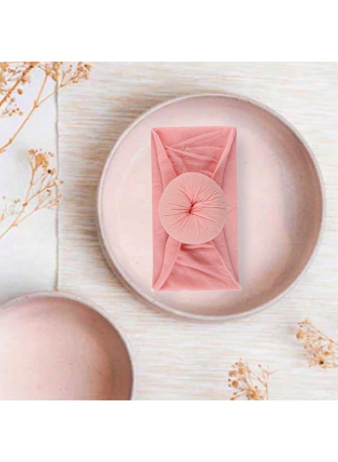 Syga Baby Girls Cotton Turban Wrap Headbands Hairbands Hair Accessories Soft Ball Headband Elastic Newborn Infant Toddlers Kids 03 Years (Pink) - Image 3