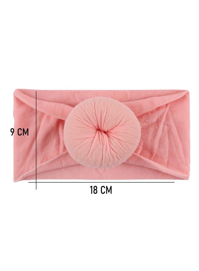 Syga Baby Girls Cotton Turban Wrap Headbands Hairbands Hair Accessories Soft Ball Headband Elastic Newborn Infant Toddlers Kids 03 Years (Pink) - Image 4