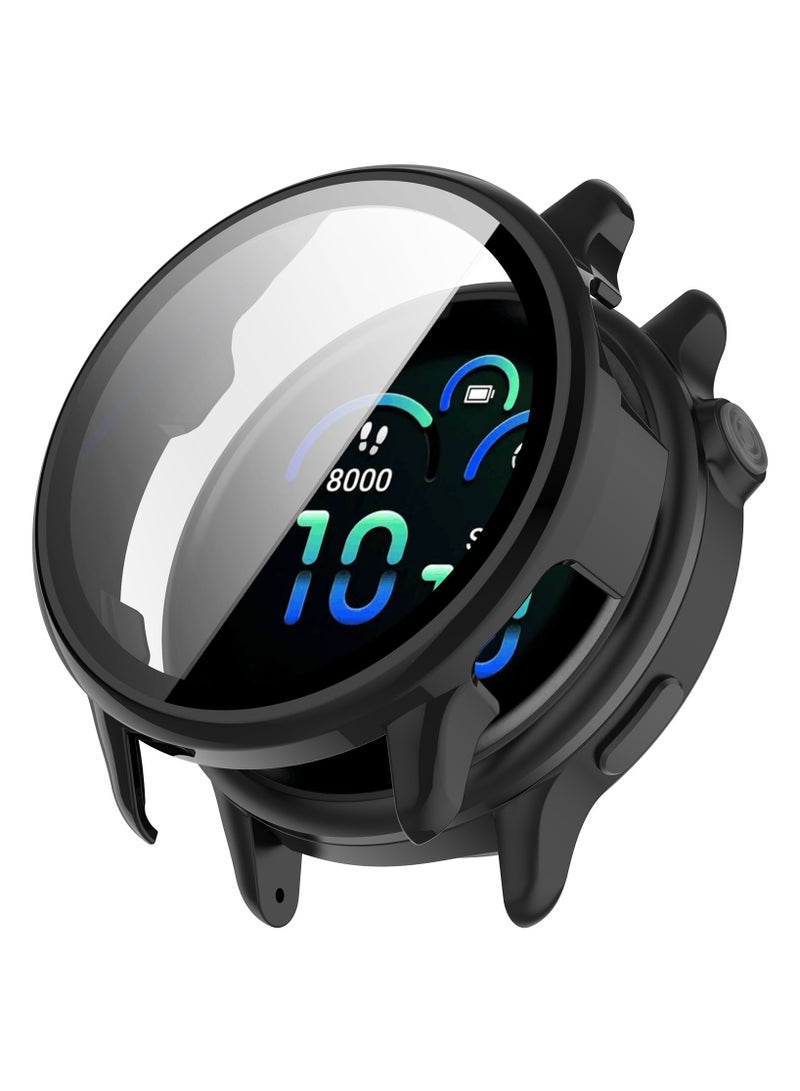 بيوينتي 1 زجاج + حالة حماية الكمبيوتر حالة الزجاج ، ومناسبة ل 6 غارمين Vivoactive كامل الشاشة الواقية من الصدمات فيلم حماية الغطاء ، متوافق مع حالة Vivoactive6 ( أسود ) - Image 1