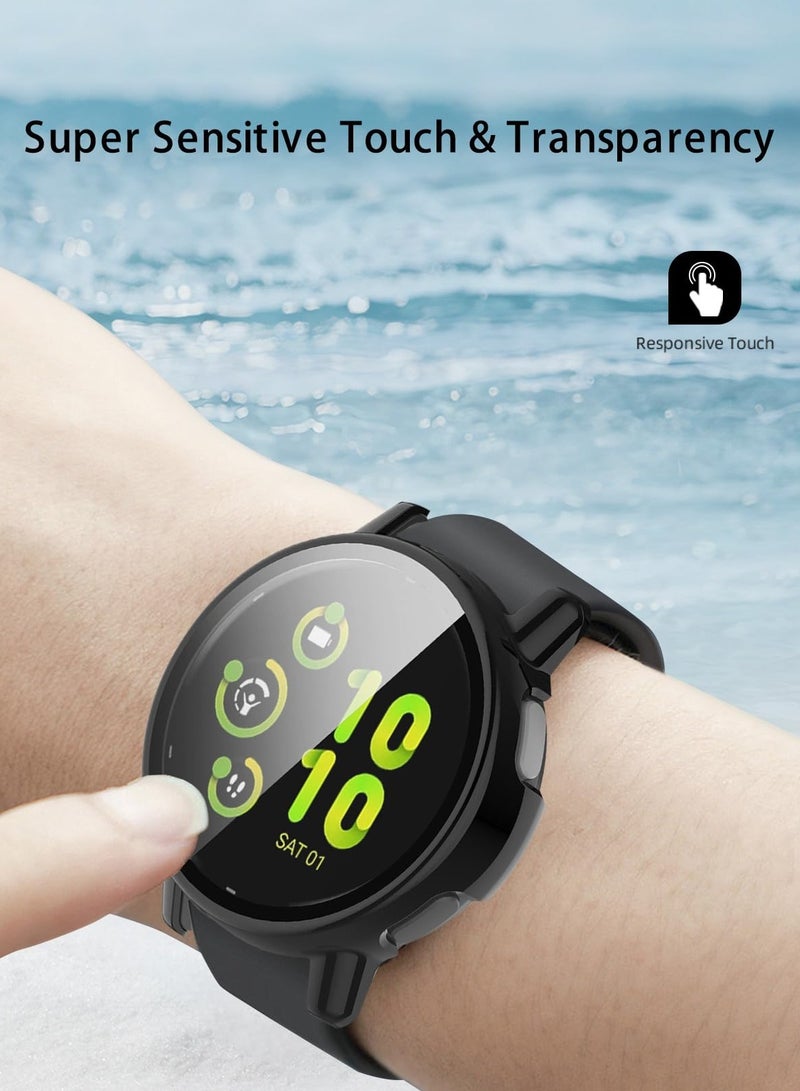 بيوينتي 1 زجاج + حالة حماية الكمبيوتر حالة الزجاج ، ومناسبة ل 6 غارمين Vivoactive كامل الشاشة الواقية من الصدمات فيلم حماية الغطاء ، متوافق مع حالة Vivoactive6 ( أسود ) - Image 4