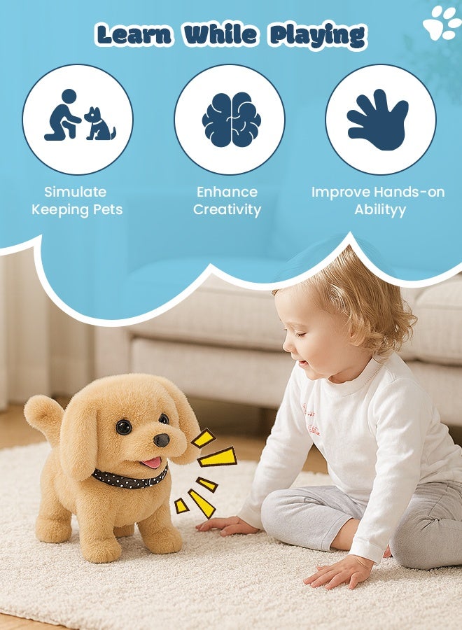 جورونب ألعاب كلاب واقعية لعيد الفصح - 8 قطع من ألعاب الكلاب مع كلب محشو بطول 6 بوصات، وأصوات، وحركات قفز ومشي، وآذان متحركة، وأنف متحرك، وقفص للكلاب - هدية مثالية للفتيات والأطفال الصغار وعيد الفصح - Image 3