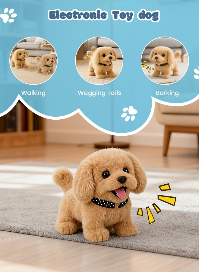 جورونب ألعاب كلاب واقعية لعيد الفصح - 8 قطع من ألعاب الكلاب مع كلب محشو بطول 6 بوصات، وأصوات، وحركات قفز ومشي، وآذان متحركة، وأنف متحرك، وقفص للكلاب - هدية مثالية للفتيات والأطفال الصغار وعيد الفصح - Image 2