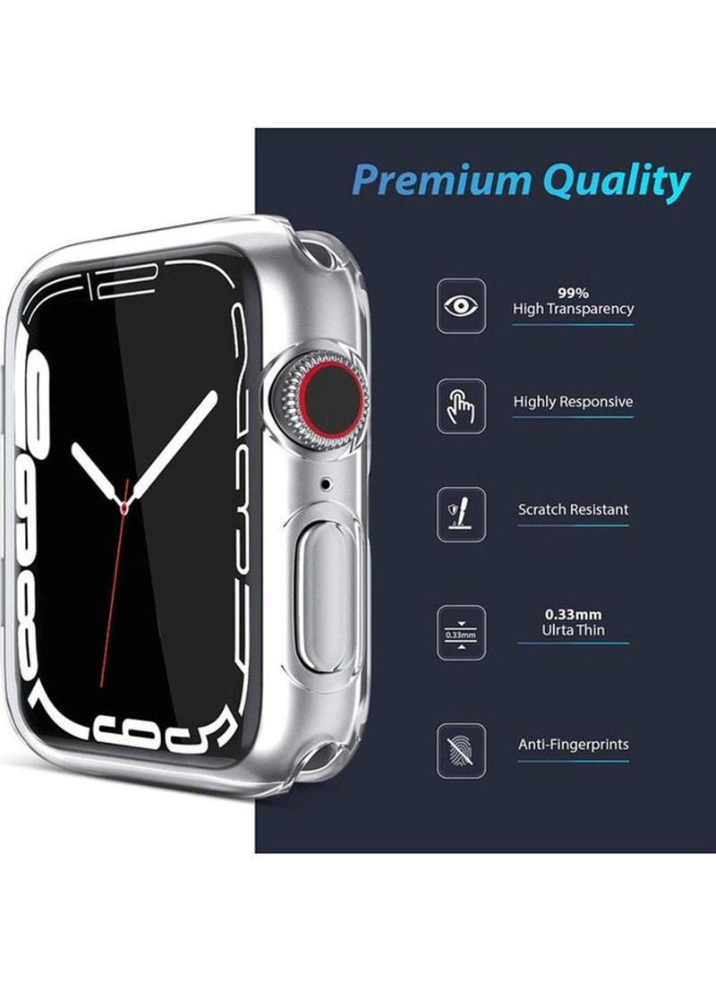 Generic - All Around Protective Shell Anti-Scratch Bumper Cover Case for Apple Watch 7 Series (45mm) Clear - Image 1