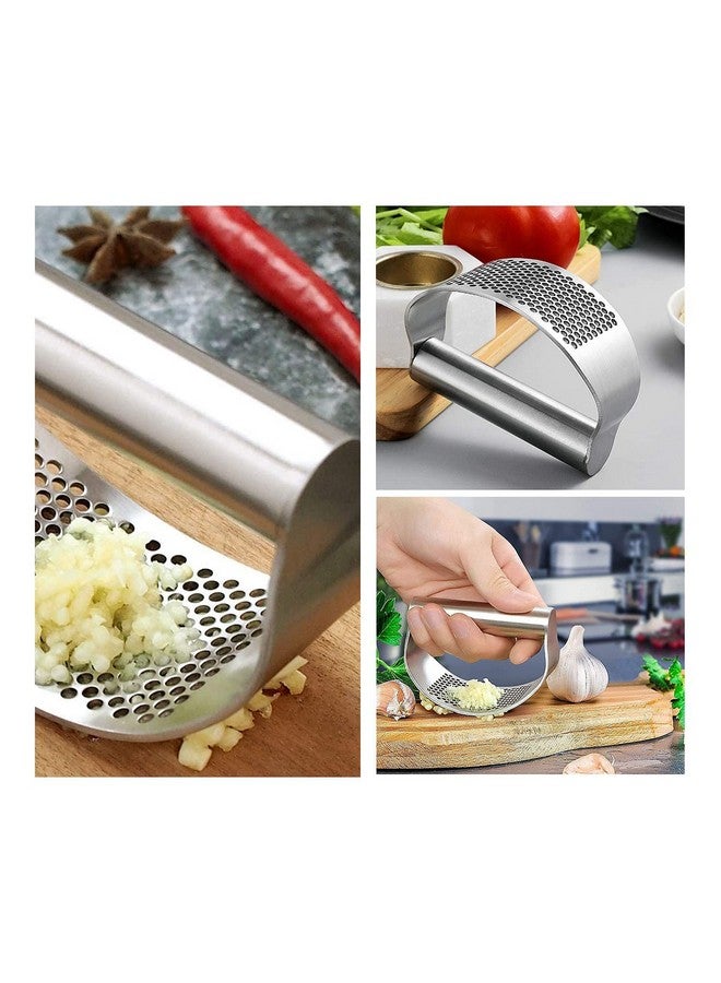 TASKHOUSE Garlic Press Squeezer Stainless Steel Rocker Crusher & Chopper for Garlic & Ginger with Ergonomic Handle (Pack of 1) - Image 3