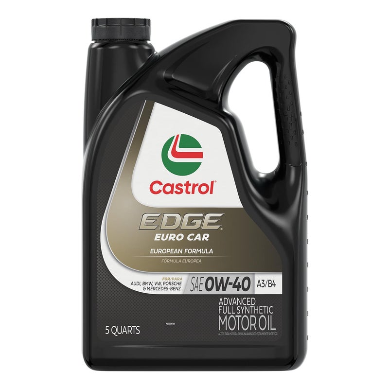 Castrol Edge Euro 0W-40 A3/B4 Advanced Full Synthetic Motor Oil, 5 Quarts - Image 1