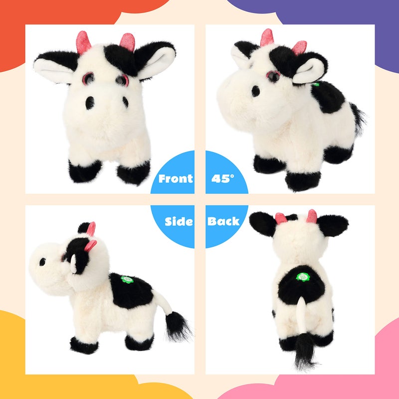 Cuteoy Walking Black Cow Stuffed Animal Speaking Moo Plush Cattle Electric Interactive Animated Plushies Toy for Girls Boys Birthday - Image 3
