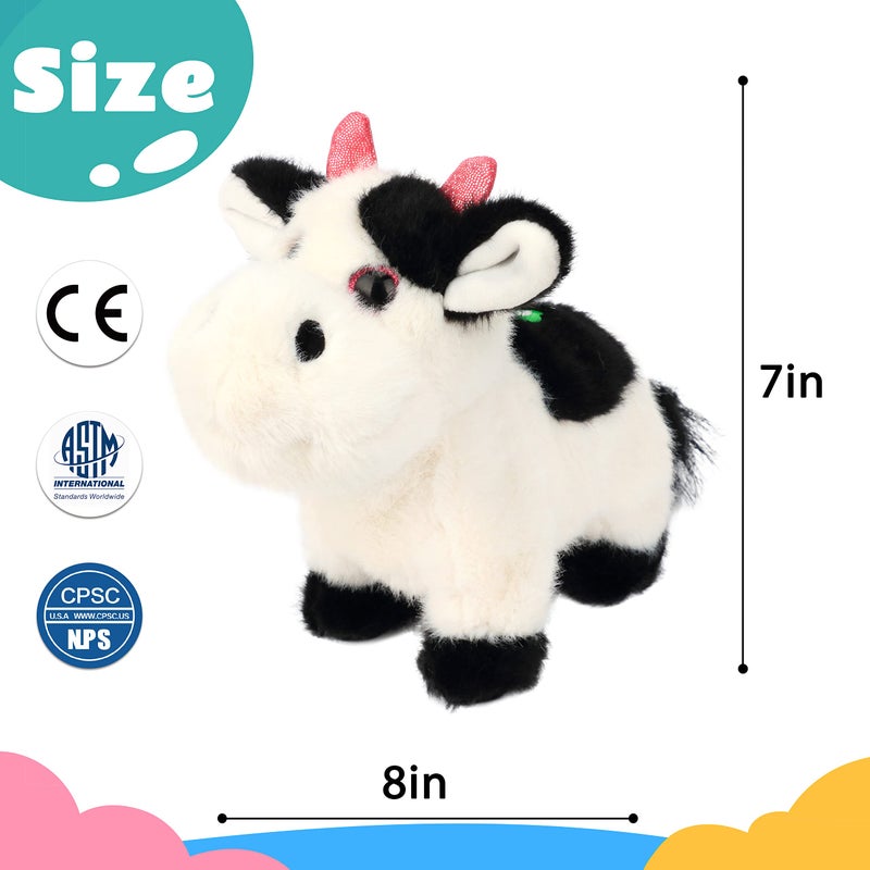 Cuteoy Walking Black Cow Stuffed Animal Speaking Moo Plush Cattle Electric Interactive Animated Plushies Toy for Girls Boys Birthday - Image 4