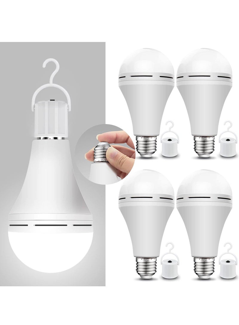 Emergency Rechargeable Light Bulbs LED 15W 80W Equivalent Stay Light Up When Power Failure 1200mAh Battery Self Charging Emergency Light Bulb for Power Outage Home Camping Tent (4PK Daylight) - Image 1