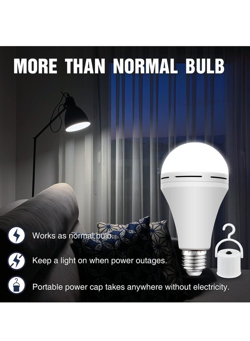 Emergency Rechargeable Light Bulbs LED 15W 80W Equivalent Stay Light Up When Power Failure 1200mAh Battery Self Charging Emergency Light Bulb for Power Outage Home Camping Tent (4PK Daylight) - Image 2