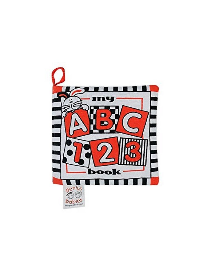 Genius Baby Toys Baby's First Soft Sensory Cloth Book with Alphabet & Numbers in High Contrast Colors for Infant and Baby  - Image 1