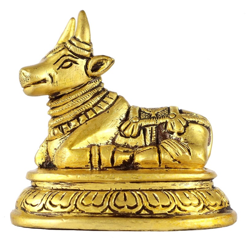 ASHIRWAD Nandi Brass Idol Statue Sculpture Murti God of Yoga Shiva Vahan Bull Nandi04