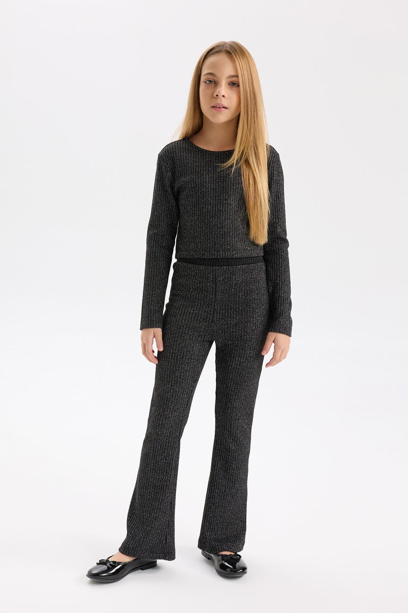 ديفاكتو طقم بناتي سليم فيت قماش لامع بلوزة وليجن - قطعتين - Image 1