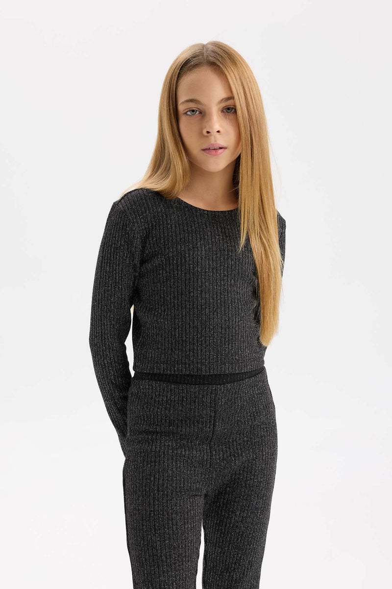 ديفاكتو طقم بناتي سليم فيت قماش لامع بلوزة وليجن - قطعتين - Image 3