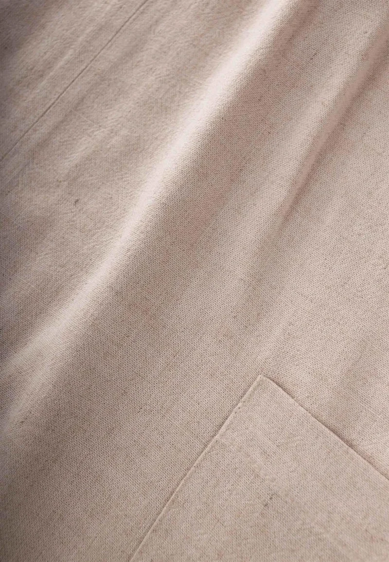 Cigit Bracelet Collar Linen Side Pocket Dress Natural