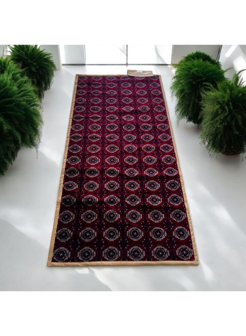 SMART HOME Luxurious velvet floor mat with 3cm thick comfortable foam padding – 2 meters long and 1 meter wide – a floor rug and mat for majlis and living rooms – velvet fabric with elegant traditional patterns and high durability - Image 1