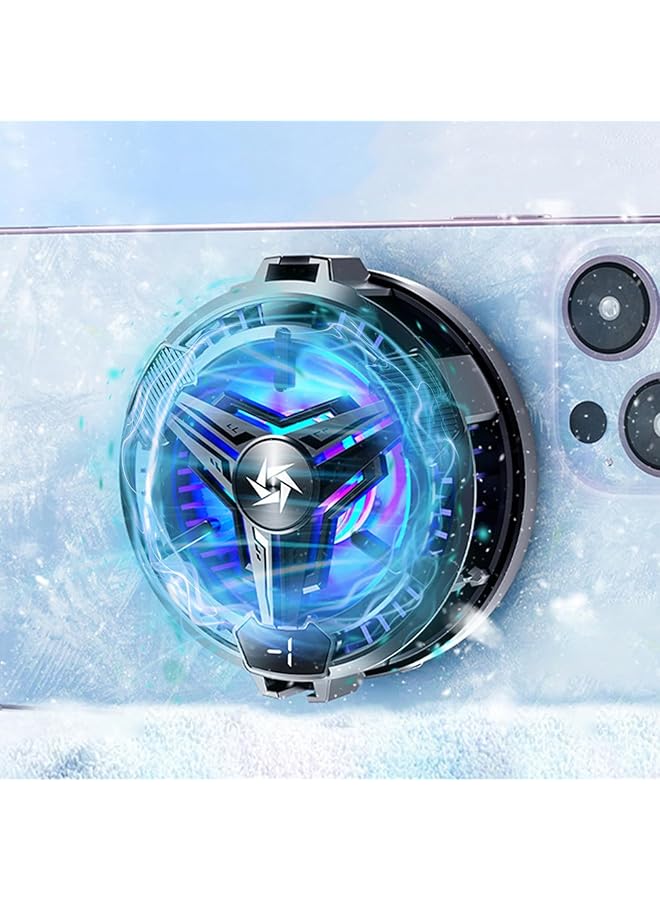 مروحة تبريد للهواتف والأجهزة اللوحية، مروحة تبريد محمولة عالية الأداء مزودة بمغناطيس ووظيفة RGB، مروحة أشباه الموصلات لتبريد فوري للألعاب المحمولة، حامل تبريد للهواتف والأجهزة اللوحية - Image 1