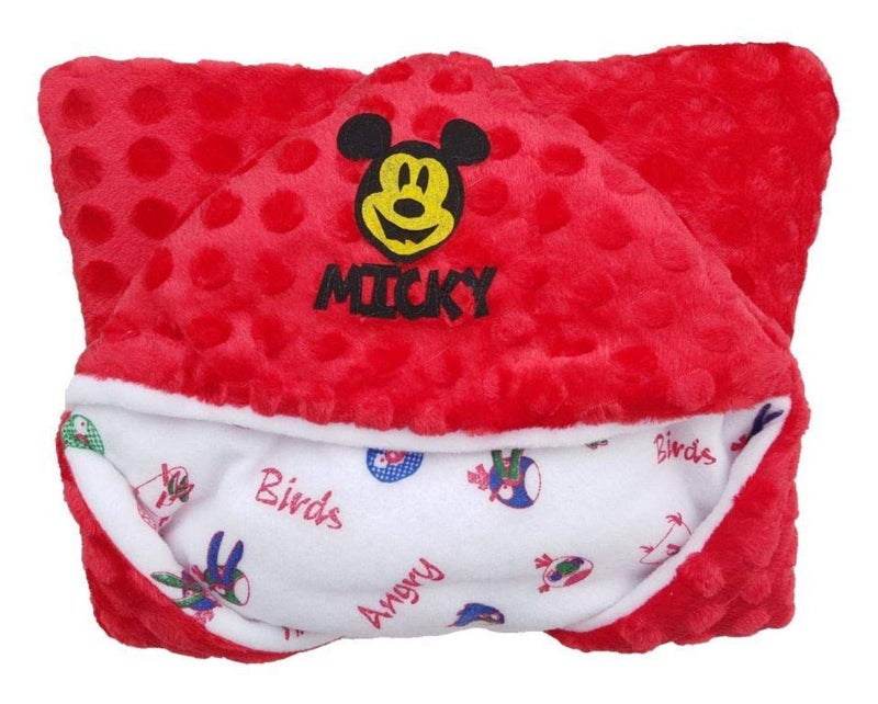 BRANDONN Flannel 68x68 cm Blanket Cum Sleeping Bag, Red, Cream, Pack of 2 - Image 4