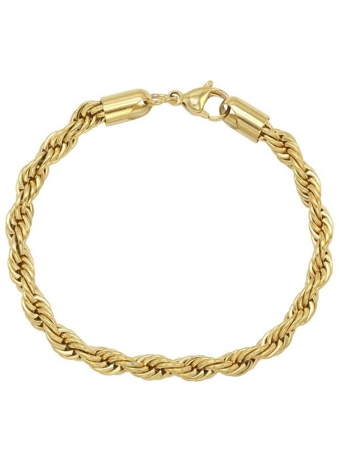GLD Shop Rope Bracelet - 2MM/4MM/6MM Sizes - 6/7/8/9 Inch Lengths - Gold/White Gold - Unisex (7, 6MM Gold) - Image 1