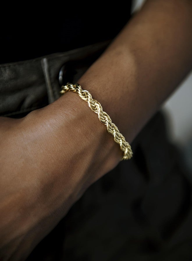 GLD Shop Rope Bracelet - 2MM/4MM/6MM Sizes - 6/7/8/9 Inch Lengths - Gold/White Gold - Unisex (7, 6MM Gold) - Image 4