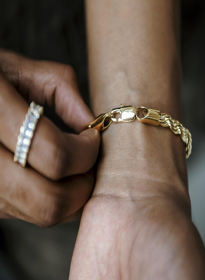 GLD Shop Rope Bracelet - 2MM/4MM/6MM Sizes - 6/7/8/9 Inch Lengths - Gold/White Gold - Unisex (7, 6MM Gold) - Image 3