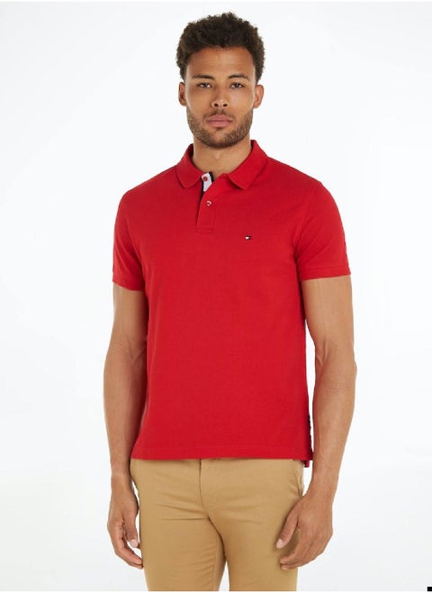 Tipped Placket Flag Embroidery Polo