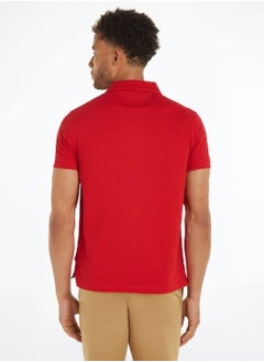 TOMMY HILFIGER Men's Tipped Placket Flag Embroidery Polo -  Pure cotton, Red  - Image 3