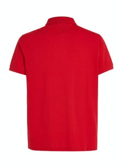 TOMMY HILFIGER Men's Tipped Placket Flag Embroidery Polo -  Pure cotton, Red  - Image 5