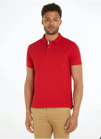 TOMMY HILFIGER Tipped Placket Flag Embroidery Polo